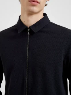 Popcorn Jersey Zip Through Shirt