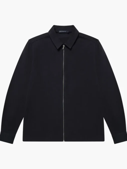 Popcorn Jersey Zip Through Shirt