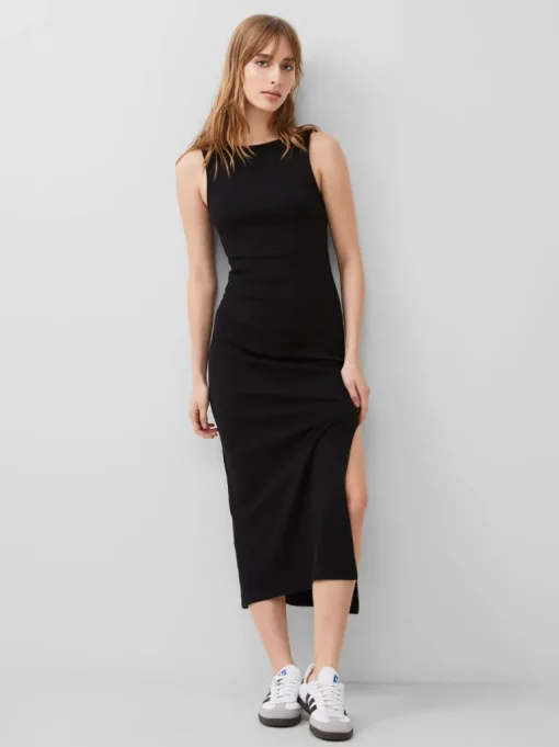 Rassia Cotton Slash Neck Midaxi Dress