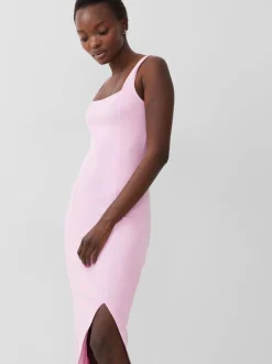 Rassia Rib Square Neck Midi Dress