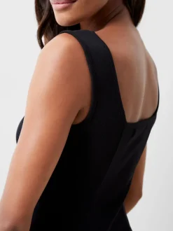 Rassia Rib Square Neck Midi Dress