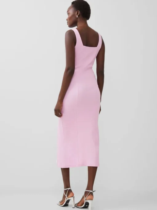 Rassia Rib Square Neck Midi Dress