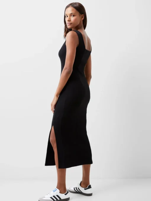 Rassia Rib Square Neck Midi Dress