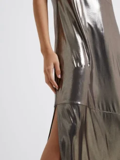 Ronja Liquid Metal Maxi Slip Dress