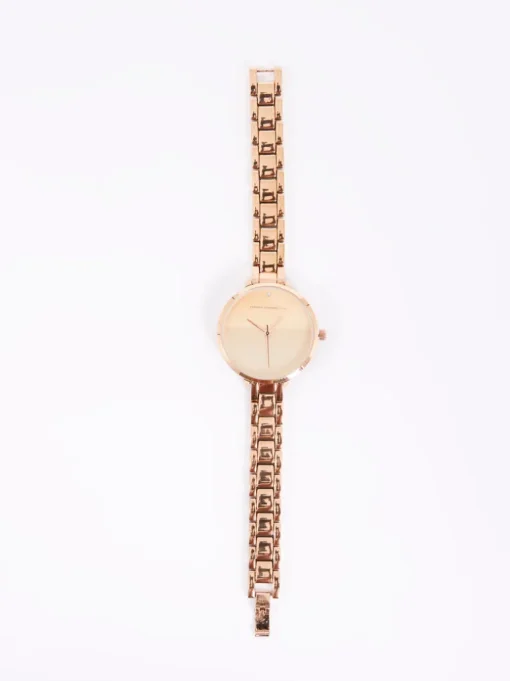 Rose Gold Tone Bracelet Watch with Rose Gold Dial