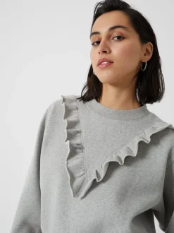 Ruffle Crew Neck Sweatshirt