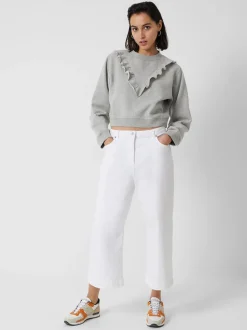Ruffle Crew Neck Sweatshirt