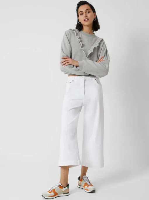 Ruffle Crew Neck Sweatshirt