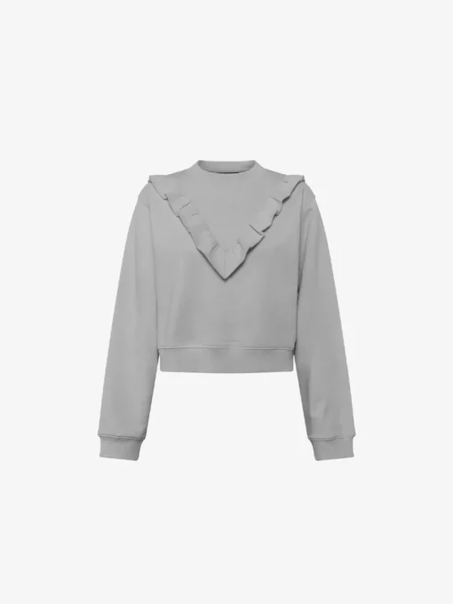 Ruffle Crew Neck Sweatshirt