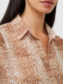 Snake Smooth Georgette Popover Shirt