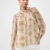 Snake Smooth Georgette Ruffle Shirt