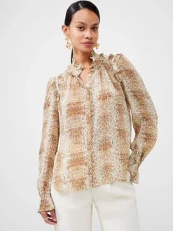 Snake Smooth Georgette Ruffle Shirt
