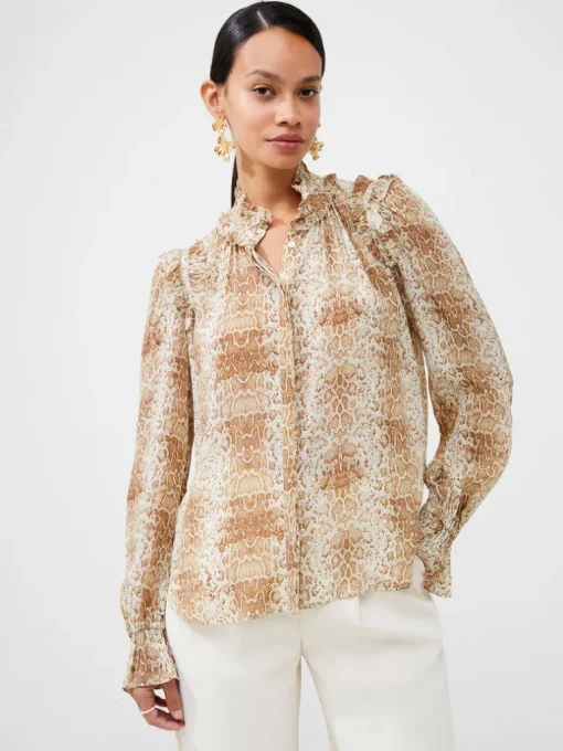 Snake Smooth Georgette Ruffle Shirt