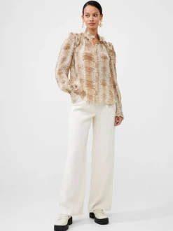 Snake Smooth Georgette Ruffle Shirt
