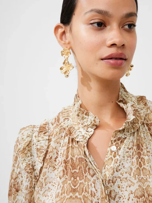 Snake Smooth Georgette Ruffle Shirt
