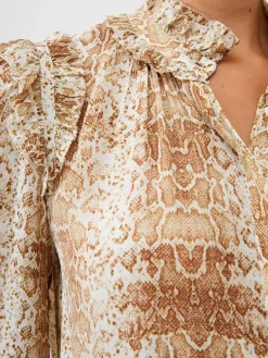 Snake Smooth Georgette Ruffle Shirt
