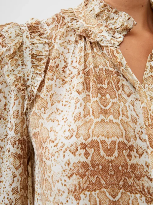 Snake Smooth Georgette Ruffle Shirt