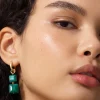 Square Glass Huggie Earrings