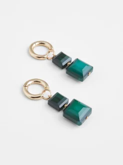 Square Glass Huggie Earrings