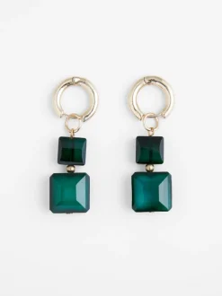 Square Glass Huggie Earrings