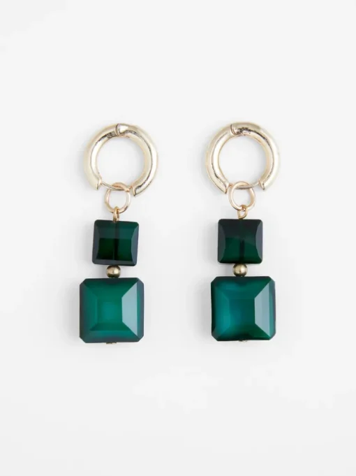 Square Glass Huggie Earrings