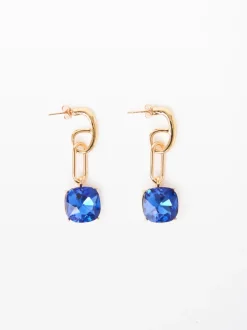 Square Stone Link Earrings