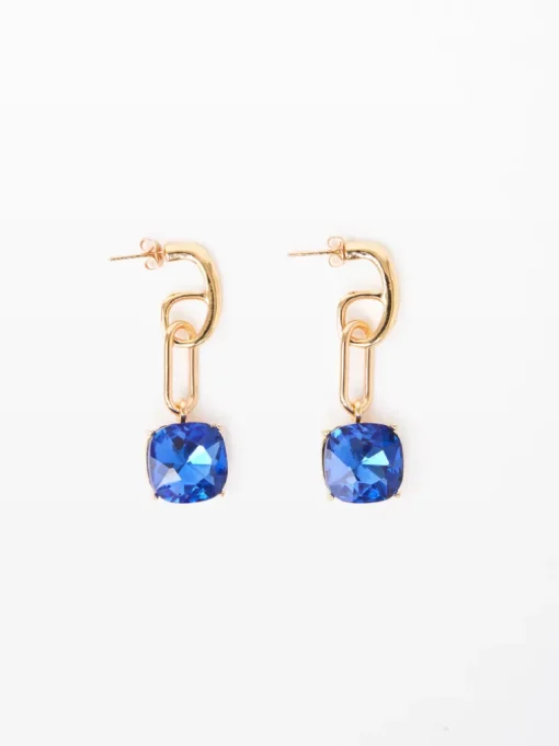 Square Stone Link Earrings