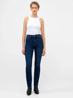 Stretch Denim Cigarette Fit Full Length Jeans