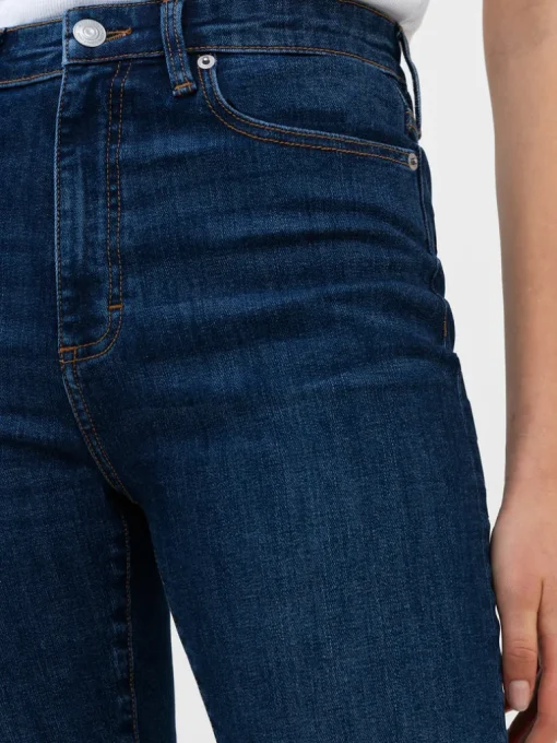 Stretch Denim Cigarette Fit Full Length Jeans