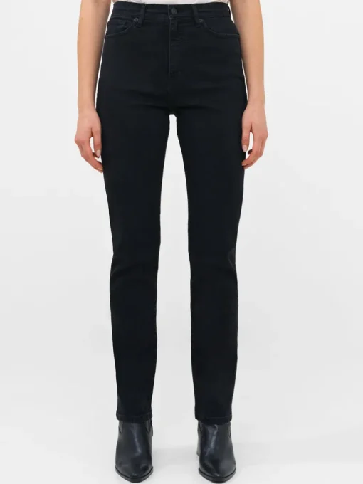 Stretch Denim Cigarette Fit High Waisted Jeans