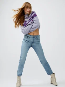 Stretch Denim Cigarette Fit Ankle Length Jeans