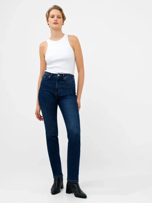 Stretch Denim Cigarette Fit Full Length Jeans