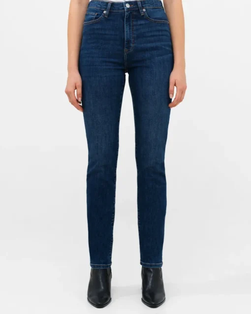 Stretch Denim Cigarette Fit Full Length Jeans