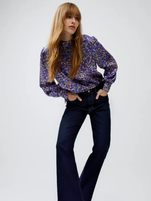 Stretch Denim Wide Flare Full Length Jeans