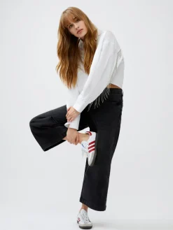 Stretch Denim Wide Leg Culottes