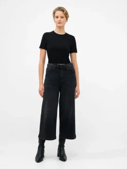 Stretch Denim Wide Leg Culottes
