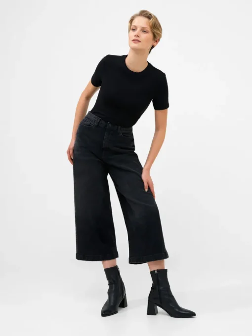 Stretch Denim Wide Leg Culottes