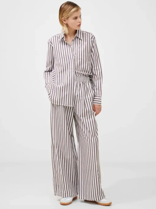 Stripe Poplin Palazzo Trousers