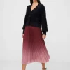 Sunburst Crepe Pleat Midi Skirt