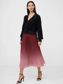 Sunburst Crepe Pleat Midi Skirt