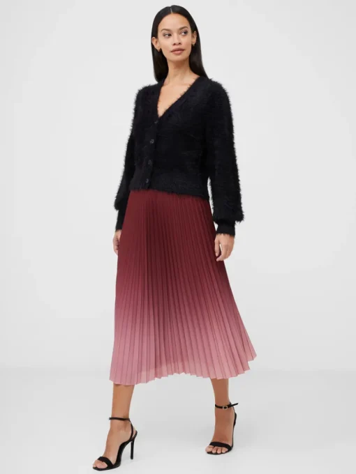 Sunburst Crepe Pleat Midi Skirt