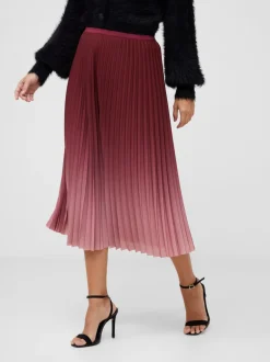 Sunburst Crepe Pleat Midi Skirt