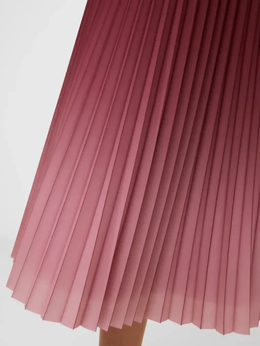 Sunburst Crepe Pleat Midi Skirt