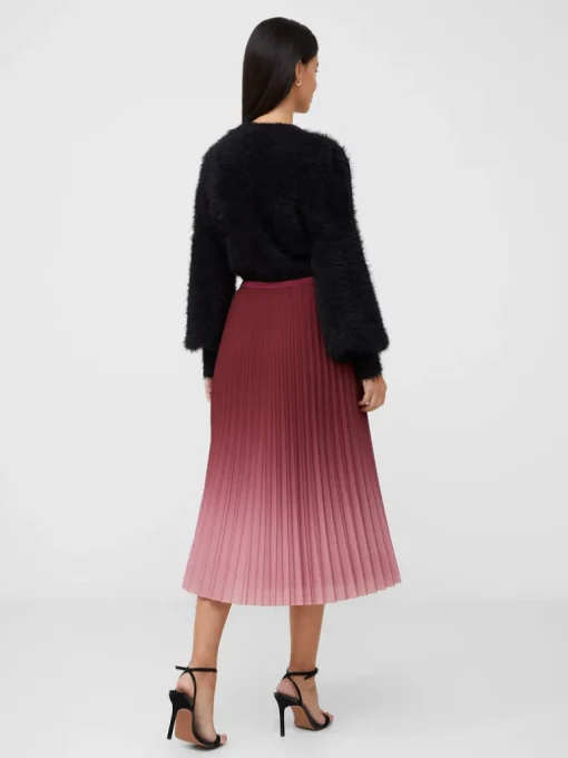 Sunburst Crepe Pleat Midi Skirt