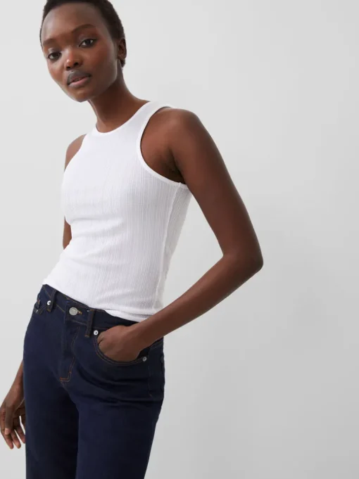 Tallie Textured Racer Tank Top