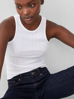 Tallie Textured Racer Tank Top