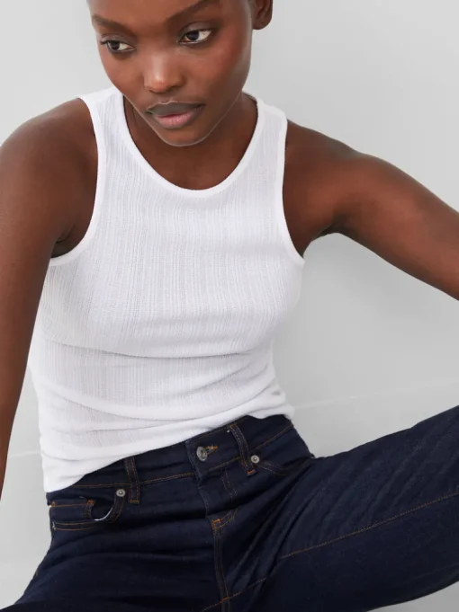 Tallie Textured Racer Tank Top
