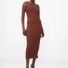 Textured Square Neck Midi Dress