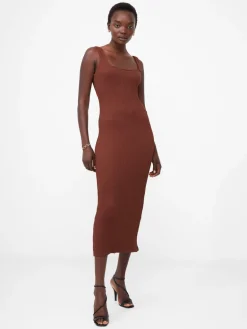 Textured Square Neck Midi Dress