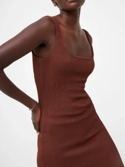 Textured Square Neck Midi Dress